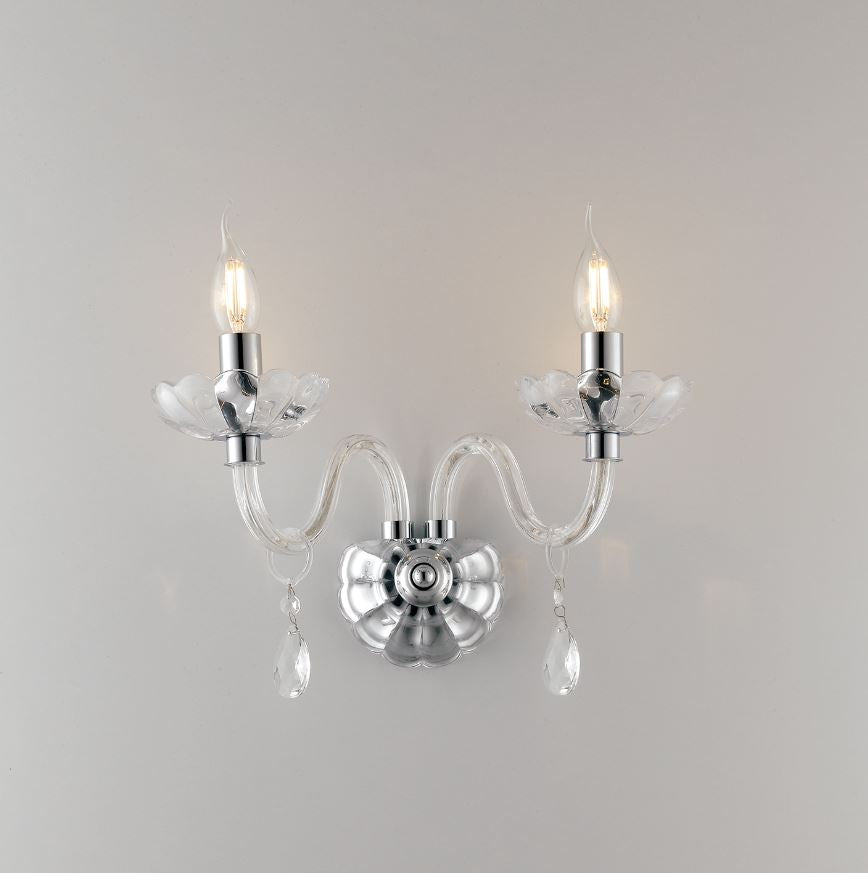 Applique 2 luci in cristallo finitura cromo 2XE14 non incl. RIFLESSO Applique 2 luci in cristallo finitura cromo 2XE14 non incl. RIFLESSO